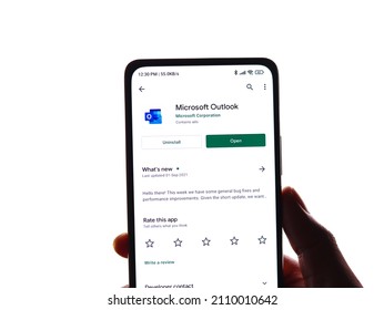 Assam, India - April 19, 2021 : Outlook Logo On Phone Screen Stock Image.