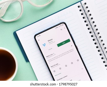 Assam, India - Augest 15, 2020 : Vimeo A Video Sharing Platform Logo On Phone Screen.