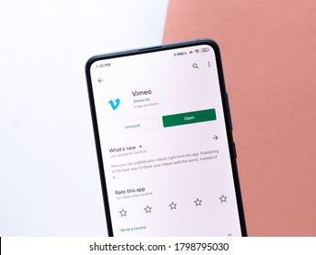 Assam, India - Augest 15, 2020 : Vimeo A Video Sharing Platform Logo On Phone Screen.