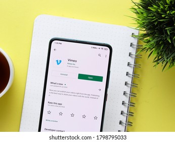 Assam, India - Augest 15, 2020 : Vimeo A Video Sharing Platform Logo On Phone Screen.