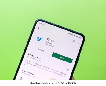 Assam, India - Augest 15, 2020 : Vimeo A Video Sharing Platform Logo On Phone Screen.