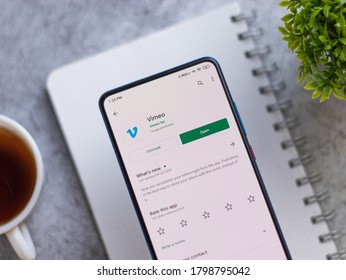 Assam, India - Augest 15, 2020 : Vimeo A Video Sharing Platform Logo On Phone Screen.