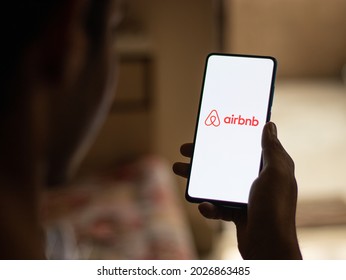 Assam, India - August 6, 2021 : Airbnb Logo On Phone Screen Stock Image.