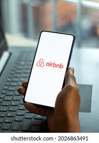 Assam, India - August 6, 2021 : Airbnb Logo On Phone Screen Stock Image.