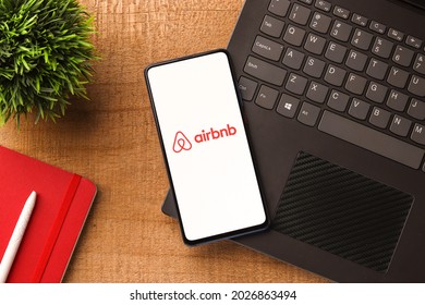 Assam, India - August 6, 2021 : Airbnb Logo On Phone Screen Stock Image.