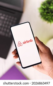 Assam, India - August 6, 2021 : Airbnb Logo On Phone Screen Stock Image.