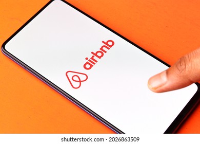 Assam, India - August 6, 2021 : Airbnb Logo On Phone Screen Stock Image.