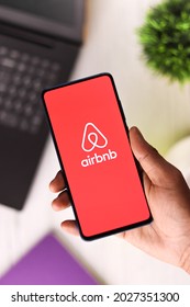 Assam, India - August 6, 2021 : Airbnb Logo On Phone Screen Stock Image.