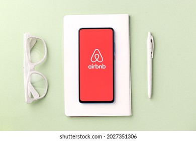 Assam, India - August 6, 2021 : Airbnb Logo On Phone Screen Stock Image.