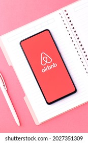 Assam, India - August 6, 2021 : Airbnb Logo On Phone Screen Stock Image.