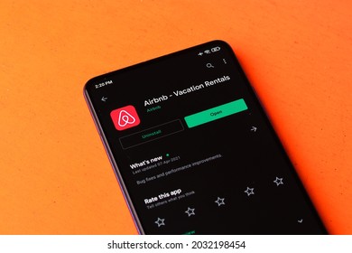 Assam, India - August 6, 2021 : Airbnb Logo On Phone Screen Stock Image.