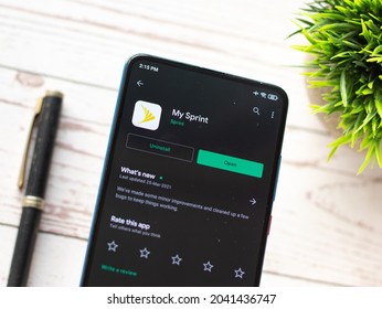 Assam, India - August 6, 2021 : Sprint Corporation Logo On Phone Screen Stock Image.