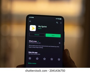 Assam, India - August 6, 2021 : Sprint Corporation Logo On Phone Screen Stock Image.