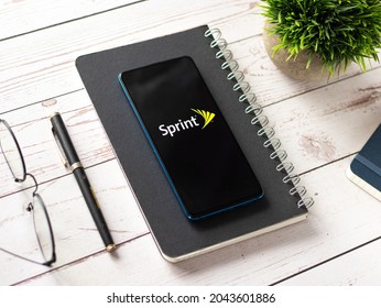 Assam, India - August 6, 2021 : Sprint Corporation Logo On Phone Screen Stock Image.