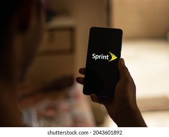 Assam, India - August 6, 2021 : Sprint Corporation Logo On Phone Screen Stock Image.