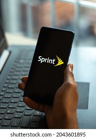 Assam, India - August 6, 2021 : Sprint Corporation Logo On Phone Screen Stock Image.