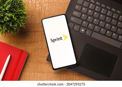 Assam, India - August 6, 2021 : Sprint Corporation Logo On Phone Screen Stock Image.