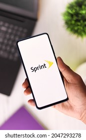 Assam, India - August 6, 2021 : Sprint Corporation Logo On Phone Screen Stock Image.