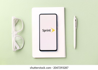 Assam, India - August 6, 2021 : Sprint Corporation Logo On Phone Screen Stock Image.