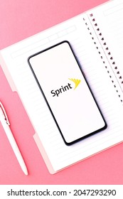 Assam, India - August 6, 2021 : Sprint Corporation Logo On Phone Screen Stock Image.