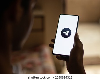 Assam, India - August 6, 2021 : Telegram X Logo On Phone Screen Stock Image.