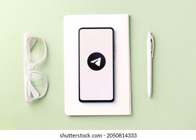 Assam, India - August 6, 2021 : Telegram X Logo On Phone Screen Stock Image.