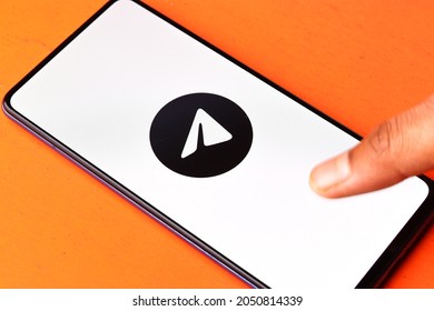 Assam, India - August 6, 2021 : Telegram X Logo On Phone Screen Stock Image.