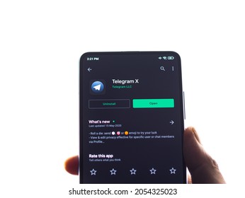 Assam, India - August 6, 2021 : Telegram X Logo On Phone Screen Stock Image.