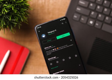 Assam, India - August 6, 2021 : Telegram X Logo On Phone Screen Stock Image.