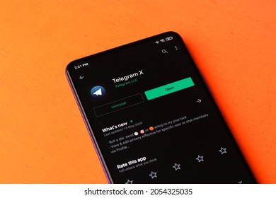 Assam, India - August 6, 2021 : Telegram X Logo On Phone Screen Stock Image.