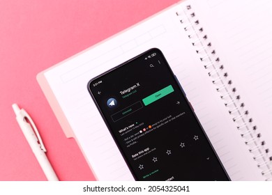 Assam, India - August 6, 2021 : Telegram X Logo On Phone Screen Stock Image.