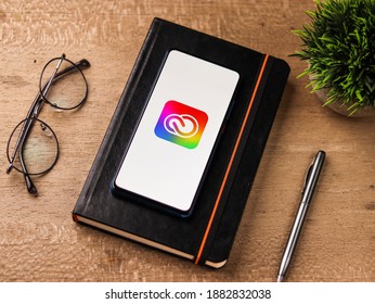 Assam, India - December 20, 2020 : Adobe Creative Cloud Logo On Phone Screen Stock Image.