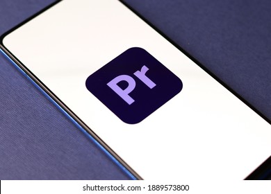 Assam, India - December 20, 2020 : Adobe Premiere Pro Logo On Phone Screen Stock Image.