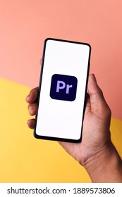 Assam, India - December 20, 2020 : Adobe Premiere Pro Logo On Phone Screen Stock Image.