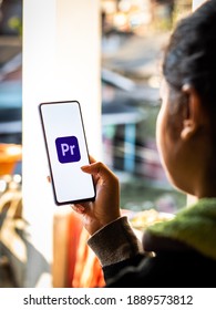 Assam, India - December 20, 2020 : Adobe Premiere Pro Logo On Phone Screen Stock Image.