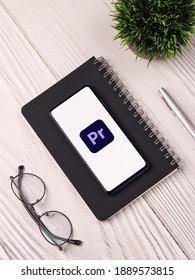 Assam, India - December 20, 2020 : Adobe Premiere Pro Logo On Phone Screen Stock Image.