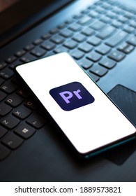 Assam, India - December 20, 2020 : Adobe Premiere Pro Logo On Phone Screen Stock Image.