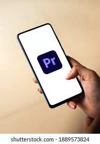 Assam, India - December 20, 2020 : Adobe Premiere Pro Logo On Phone Screen Stock Image.