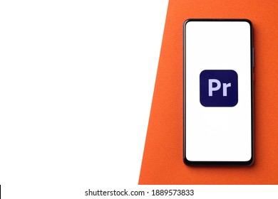 Assam, India - December 20, 2020 : Adobe Premiere Pro Logo On Phone Screen Stock Image.