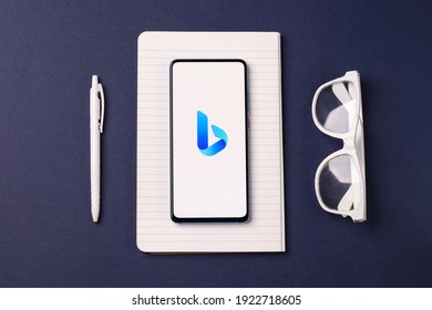 Assam, India - February 19, 2021 : Microsoft Bing Logo On Phone Screen Stock Image.