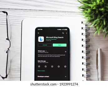 Assam, India - February 19, 2021 : Microsoft Bing Logo On Phone Screen Stock Image.