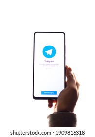 Assam, India - January 31, 2021 : Telegram Logo On Phone Screen Stock Image.