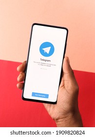 Assam, India - January 31, 2021 : Telegram Logo On Phone Screen Stock Image.