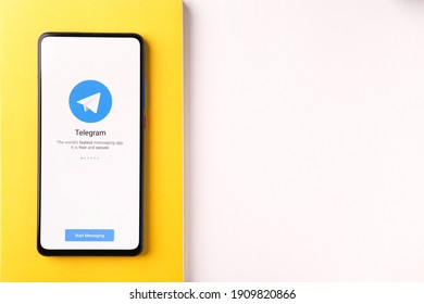 Assam, India - January 31, 2021 : Telegram Logo On Phone Screen Stock Image.