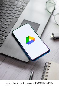 Assam, India - January 31, 2021 : Google Drive Logo On Phone Screen Stock Image.