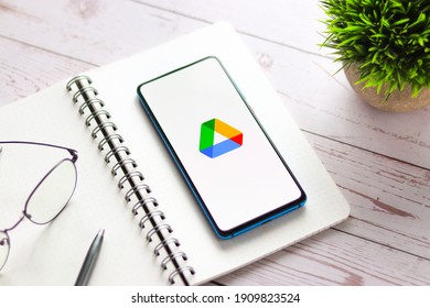 Assam, India - January 31, 2021 : Google Drive Logo On Phone Screen Stock Image.