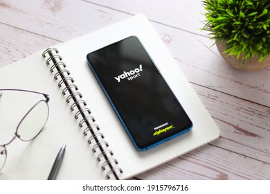 Assam, India - January 31, 2021 : Yahoo Sports Logo On Phone Screen Stock Image.