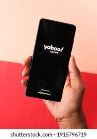 Assam, India - January 31, 2021 : Yahoo Sports Logo On Phone Screen Stock Image.