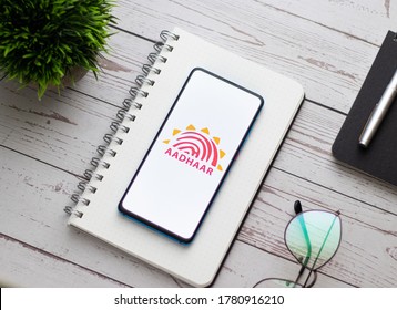 Assam, India - July 18, 2020 : Aadhar Card App A Valid Identity Proof In India.