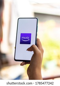 Assam, India - July 28, 2020 : Amazon Music Online Music Streaming Platform And Store.